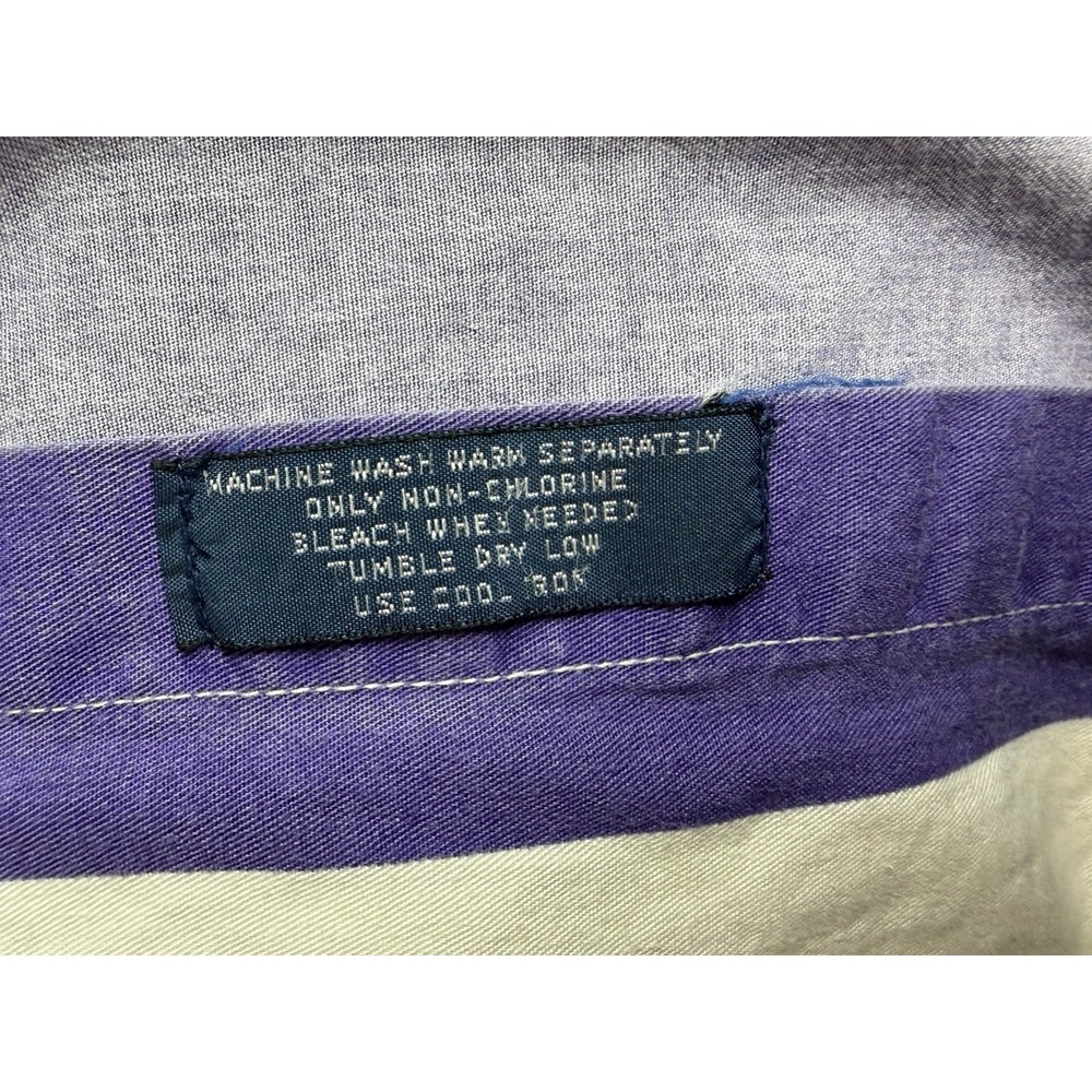 Vintage Gant Salty Dog Shirt Large Purple White Broad Stripe Button Up 90s - Picture 9 of 14